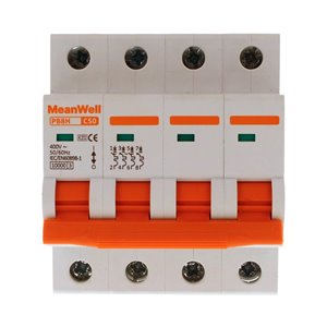 Interruttore Magnetetermico MeanWell Curva C 4P 4M 10kA C50A AC 400V IP20 IEC60898
