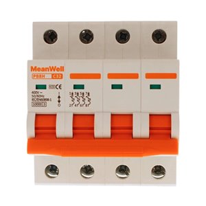 Interruttore Magnetetermico MeanWell Curva C 4P 4M 10kA C32A AC 400V IP20 IEC60898