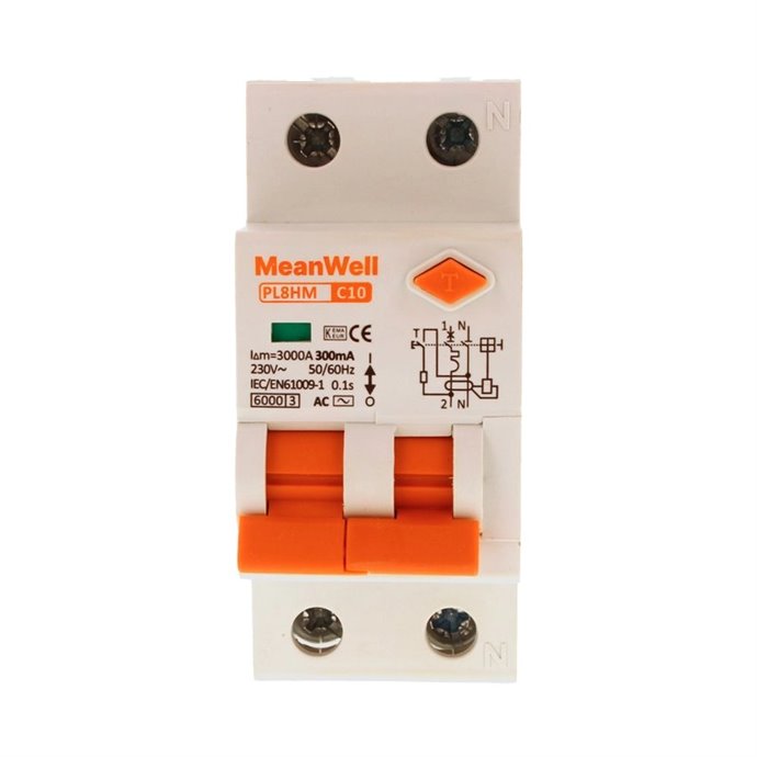 Magnetotermico Differenziale MeanWell Tipo AC Curva C 1 Polo+Neutro 2M 6kA 300mA C10A 230V IP20 IEC61009 Magnetotermico Differenziale MeanWell Tipo AC Curva C 1 Polo+Neutro 2M 6kA 300mA C10A 230V IP20 IEC61009