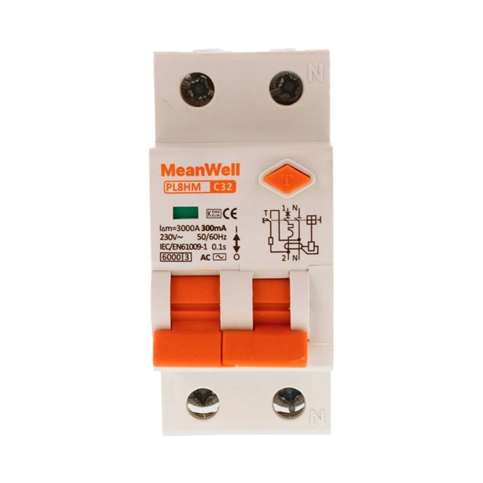 Magnetotermico Differenziale MeanWell Tipo AC Curva C 1P+N 2M 6kA C32A 230V Magnetotermico Differenziale MeanWell Tipo AC Curva C 1P+N 2M 6kA C32A 230V