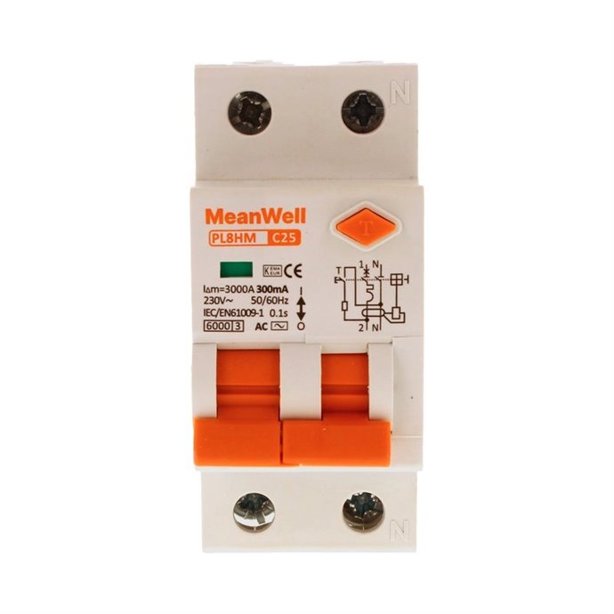 Magnetotermico Differenziale MeanWell Tipo AC Curva C 1P+N 2M 6kA C25A 230V Magnetotermico Differenziale MeanWell Tipo AC Curva C 1P+N 2M 6kA C25A 230V