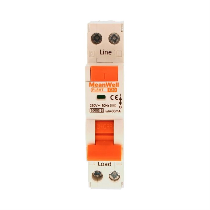 Magnetotermico Differenziale MeanWell Tipo AC Curva C 1 Polo+Neutro 1M 6kA 30mA C20A 230V IP20 IEC61009 Magnetotermico Differenziale MeanWell Tipo AC Curva C 1 Polo+Neutro 1M 6kA 30mA C20A 230V IP20 IEC61009