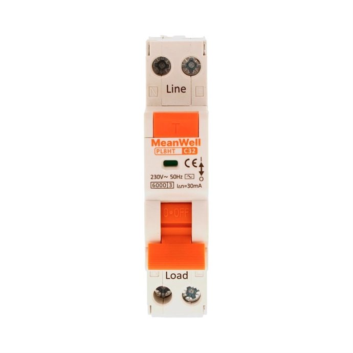 Magnetotermico Differenziale MeanWell Tipo AC Curva C 1 Polo+Neutro 1M 6kA 30mA C32A 230V IP20 IEC61009 Magnetotermico Differenziale MeanWell Tipo AC Curva C 1 Polo+Neutro 1M 6kA 30mA C32A 230V IP20 IEC61009