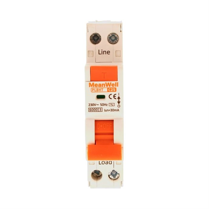 Magnetotermico Differenziale MeanWell Tipo AC Curva C 1 Polo+Neutro 1M 6kA 30mA C25A 230V IP20 IEC61009 Magnetotermico Differenziale MeanWell Tipo AC Curva C 1 Polo+Neutro 1M 6kA 30mA C25A 230V IP20 IEC61009