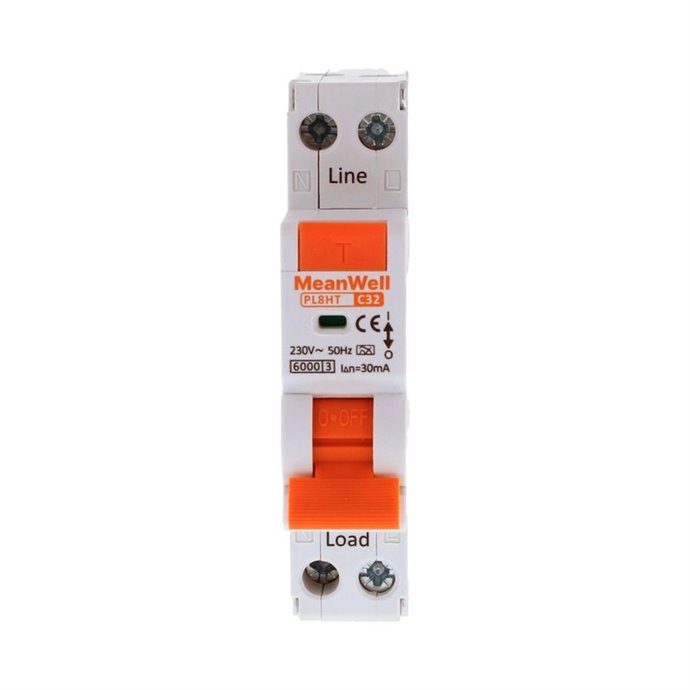 Magnetotermico Differenziale MeanWell Tipo A Curva C 1P+N 1M 6kA C32A AC 230V Magnetotermico Differenziale MeanWell Tipo A Curva C 1P+N 1M 6kA C32A AC 230V