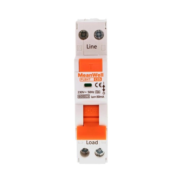 Magnetotermico Differenziale MeanWell Tipo A Curva C 1P+N 1M 6kA C25A AC 230V Magnetotermico Differenziale MeanWell Tipo A Curva C 1P+N 1M 6kA C25A AC 230V