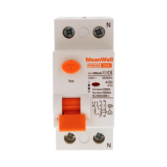 Differenziale Puro MeanWell Tipo A 1P+N 2M 10kA 300mA 25A AC 230V Differenziale Puro MeanWell Tipo A 1P+N 2M 10kA 300mA 25A AC 230V