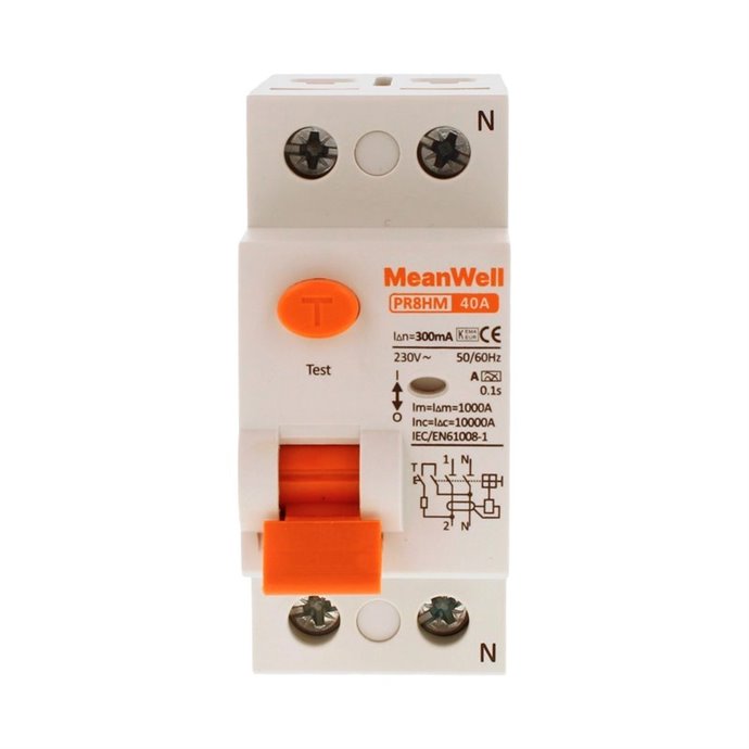 Differenziale Puro MeanWell Tipo A 1P+N 2M 10kA 300mA 40A AC 230V Differenziale Puro MeanWell Tipo A 1P+N 2M 10kA 300mA 40A AC 230V