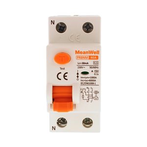 Differenziale Puro MeanWell Tipo A 1P+N 2M 6kA 30mA 40A AC 230V