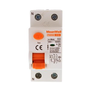 Differenziale Puro MeanWell Tipo A 1P+N 2M 6kA 30mA 25A AC 230V