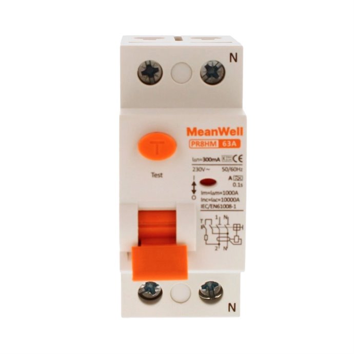 Differenziale Puro MeanWell Tipo A 1P+N 2M 10kA 300mA 63A AC 230V