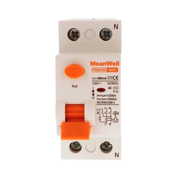 Differenziale Puro MeanWell Tipo AC 1P+N 2M 10kA 300mA 40A 230V Differenziale Puro MeanWell Tipo AC 1P+N 2M 10kA 300mA 40A 230V