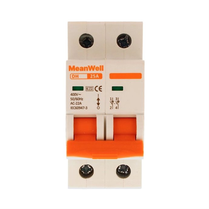 Sezionatore MeanWell 2P 2M 25A AC 400V IP20 IEC60947