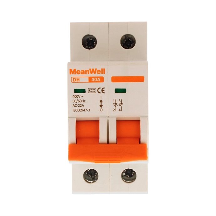 Sezionatore MeanWell 2P 2M 40A AC 400V IP20 IEC60947 Sezionatore MeanWell 2P 2M 40A AC 400V IP20 IEC60947
