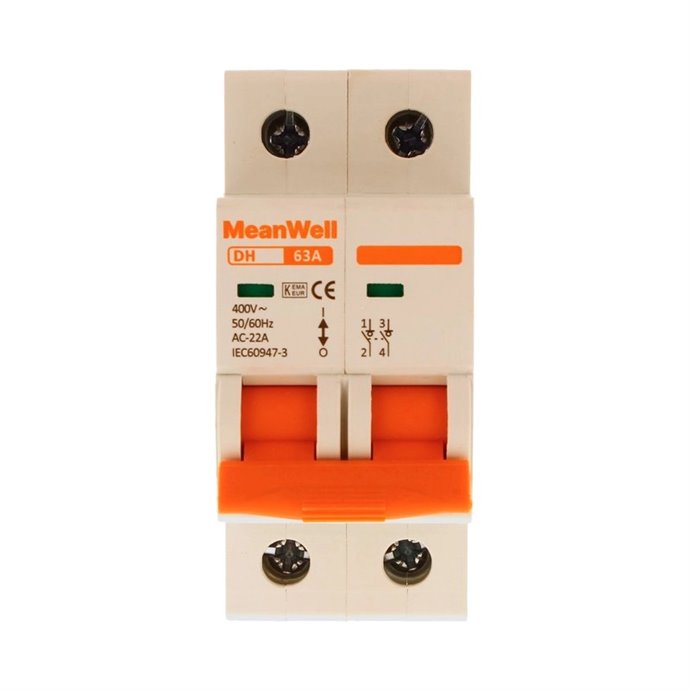 Sezionatore MeanWell 2P 2M 63A AC 400V IP20 IEC60947 Sezionatore MeanWell 2P 2M 63A AC 400V IP20 IEC60947
