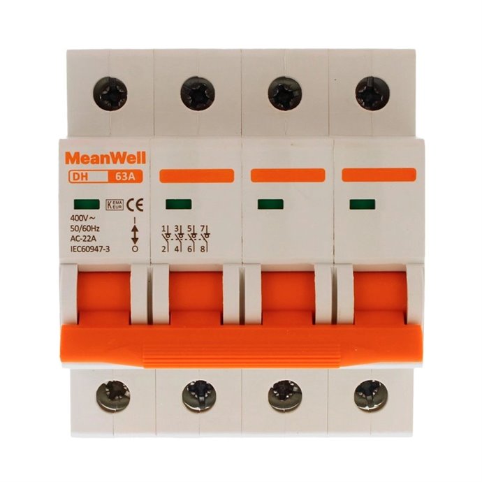 Sezionatore MeanWell 4P 4M 63A AC 400V IP20 IEC60947 Sezionatore MeanWell 4P 4M 63A AC 400V IP20 IEC60947