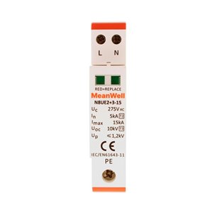 Scaricatore Di Sovratensione MeanWell Tipo 2+3 T2+T3 1 Polo+1 Polo 1M 5kA-15kA 10kV AC 275V IP20 IEC61643