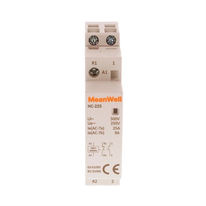 Contattore MeanWell 2P 1M 1NO+1NC 25A AC 230V IP20 Contattore MeanWell 2P 1M 1NO+1NC 25A AC 230V IP20