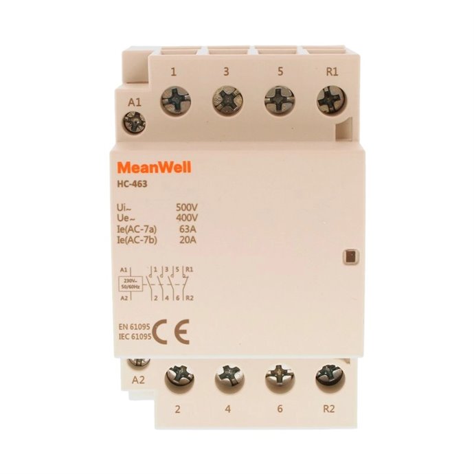 Contattore MeanWell 4P 3M 3NO+1NC 63A AC 400V IP20 Contattore MeanWell 4P 3M 3NO+1NC 63A AC 400V IP20