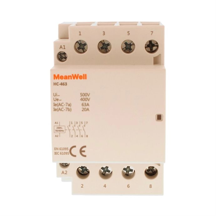 Contattore MeanWell 4P 3M 4NO 63A AC 400V IP20 Contattore MeanWell 4P 3M 4NO 63A AC 400V IP20