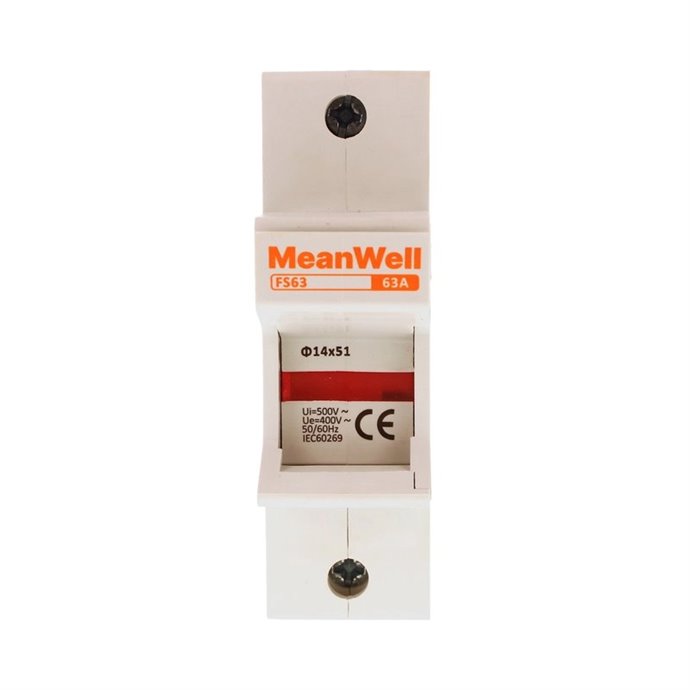 Portafusibile MeanWell AC 1 Polo 1M D14X51mm 63A AC 500V IP20 IEC60269 Portafusibile MeanWell AC 1 Polo 1M D14X51mm 63A AC 500V IP20 IEC60269