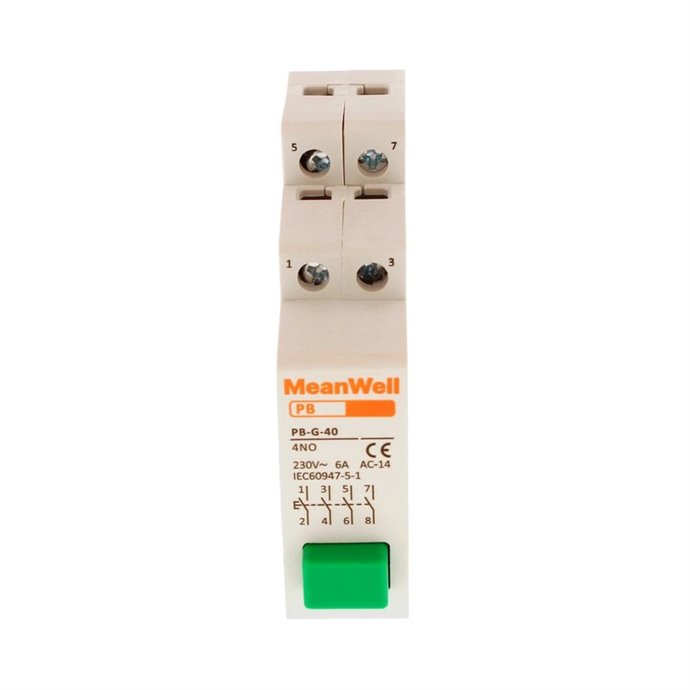 Pulsante con Spia Luce LED MeanWell Verde 1M 4NO 16A AC 230V IP20 IEC60947 Pulsante con Spia Luce LED MeanWell Verde 1M 4NO 16A AC 230V IP20 IEC60947