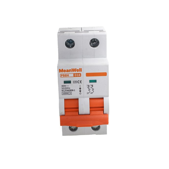 Interruttore Magnetotermico MeanWell Curva D 2P 2M 10kA D16A AC 400V IP20 IEC60898-1 Interruttore Magnetotermico MeanWell Curva D 2P 2M 10kA D16A AC 400V IP20 IEC60898-1