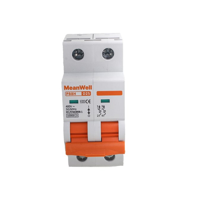 Interruttore Magnetotermico MeanWell Curva D 2P 2M 1kA D25A AC 400V IP20 IEC60898-1 Interruttore Magnetotermico MeanWell Curva D 2P 2M 1kA D25A AC 400V IP20 IEC60898-1