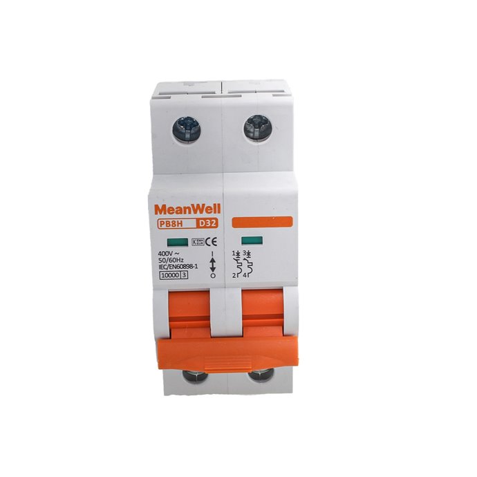 Interruttore Magnetotermico MeanWell Curva D 2P 2M 1kA D32A AC 400V IP20 IEC60898-1