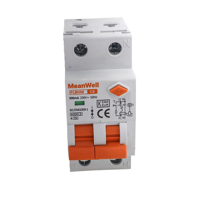 Interruttore Magnetotermico Differenziale Doppia Leva Tipo A Curva C 1P+N 2M 6kA 300mA C6A AC 230V IP20 IEC61009-1