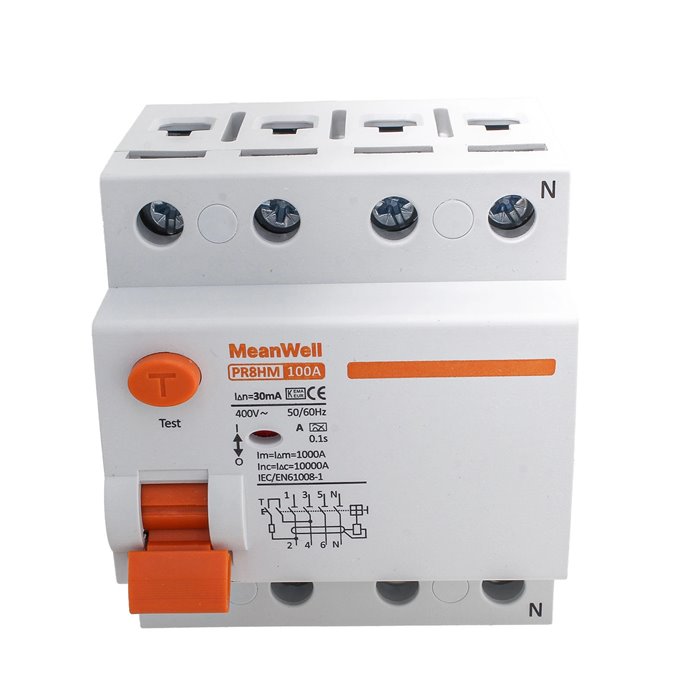 Differenziale Puro MeanWell Tipo A 3P+N 4M 10kA 30mA 100A AC 400V