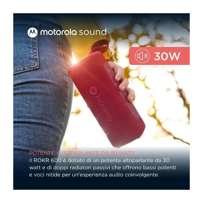 Altoparlante 30W wireless bluetooth Motorola ROKR 600 Rosso