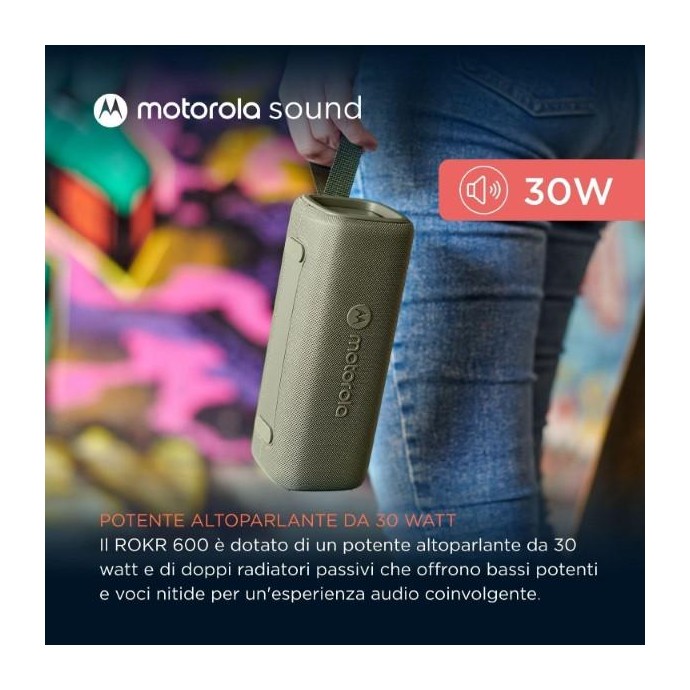 Altoparlante 30W wireless bluetooth Motorola ROKR 600 Verde