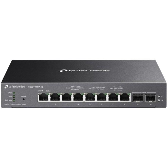Omada Switch Smart 8 Porte 2.5GBASE-T PoE+, 2 Porte 10GE SFP+ - SG2210XMP-M2
