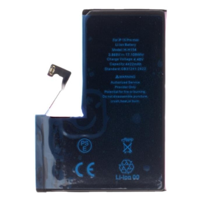 Batteria per iPhone 15 Pro Max 4422mAh Li-Ion resettata diagnostica