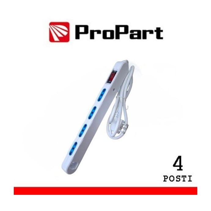 Multipresa Salvaspazio 4posti 2P+T bipasso con protez Spina 10A + interr