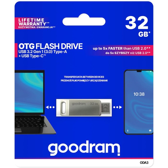GoodRAM DUALDRIVE OTG 32GB USB 3.2 + type C GoodRAM DUALDRIVE OTG 32GB USB 3.2 + type C
