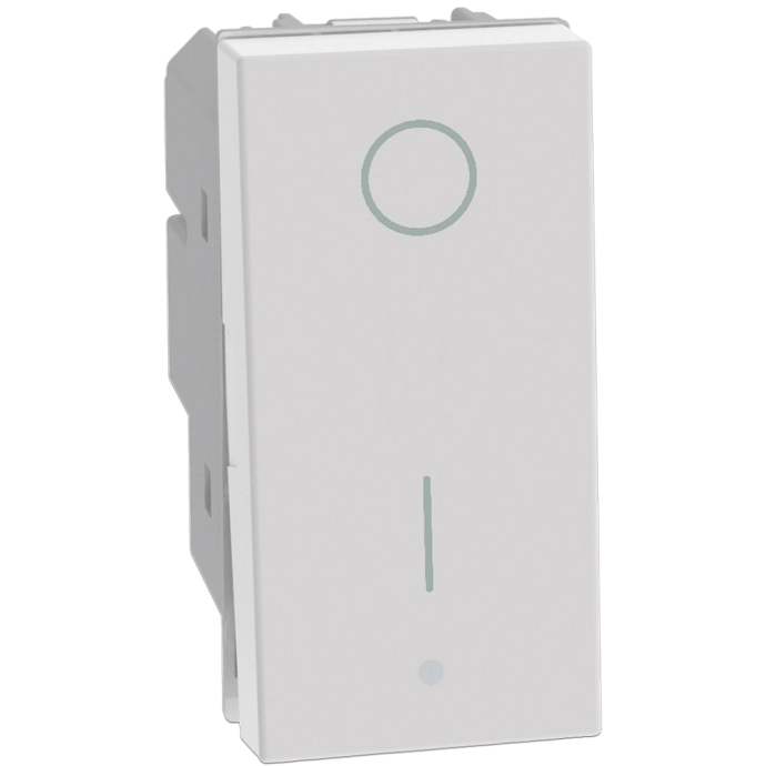 Interruttore bipolare 16A compatibile Bticino MatixGO colore bianco - Vista frontale