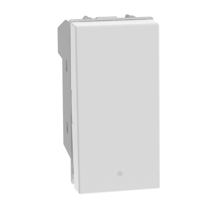 Interruttore unipolare 10AX 1 modulo compatibile Bticino MatixGO bianco lucido - Vista frontale