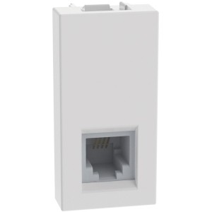 Presa telefonica RJ11 1 modulo compatibile Bticino MatixGO bianco lucido - Vista frontale