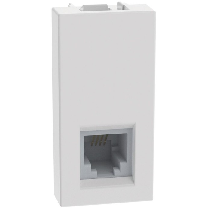 Presa telefonica RJ11 1 modulo compatibile Bticino MatixGO bianco lucido - Vista frontale