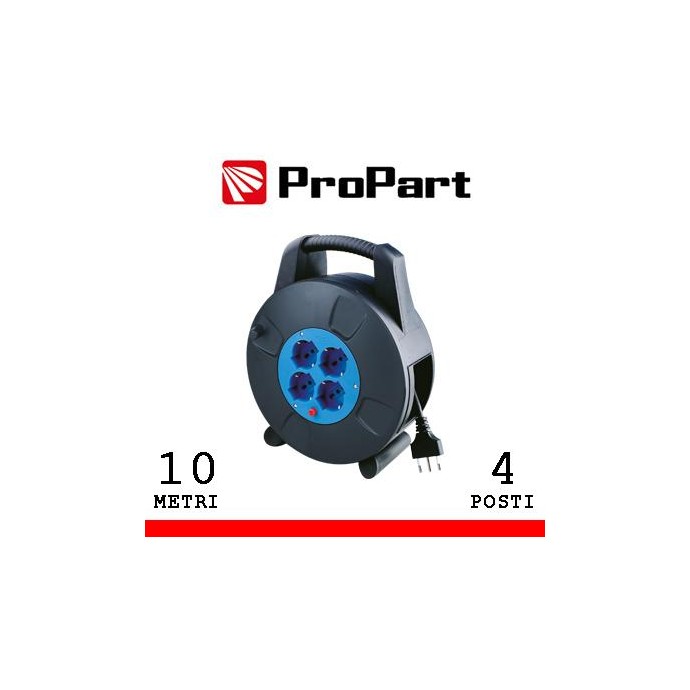 Avvolgicavo 4pos bipasso/schuko 10metri con protez. termica