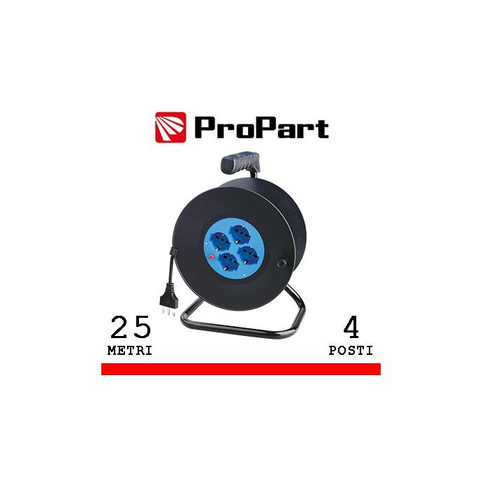 Avvolgicavo 4pos bipasso/schuko 25metri con protez. termica