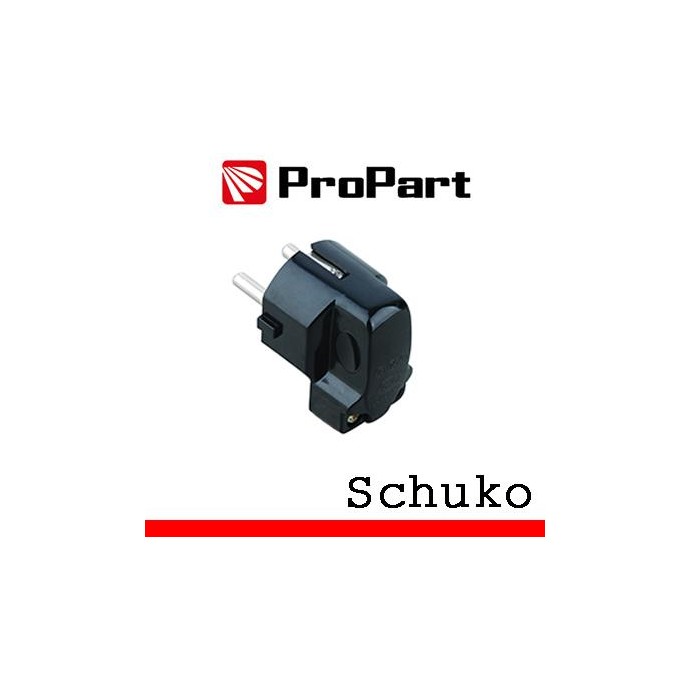 Spina schuko 90° nera polybag