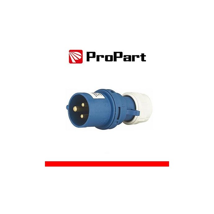 Spina Mobile Diritta Indust. CEE 16A-6h 2P+T 220-250V IP44
