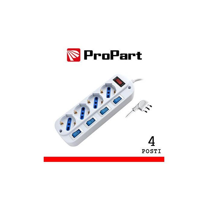 Multipresa 4pos bipasso/schuko spina16A +interr. multipli
