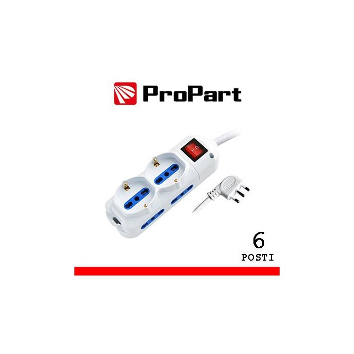 Multipresa 6pos bipasso + bipasso/schuko spina16A +inter 3m
