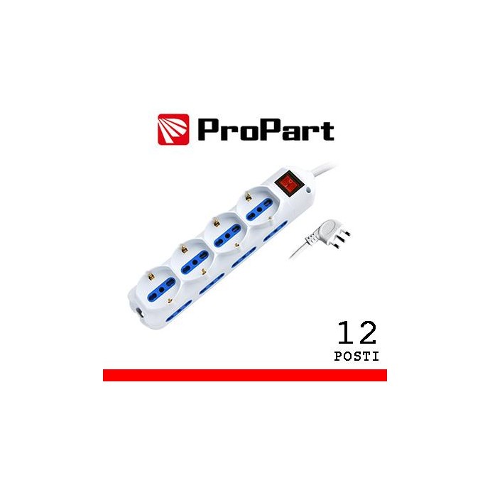 Multipresa 12pos bipasso + bipasso/schuko spina16A +interr.