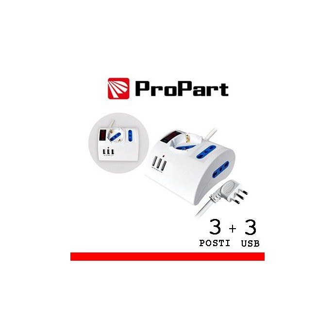 Multipresa 3pos tavolo bipasso + bip/schuko + USB sp16A +int