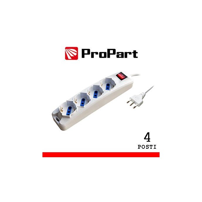 Multipresa 4pos bipasso/schuko spina16A +interr.